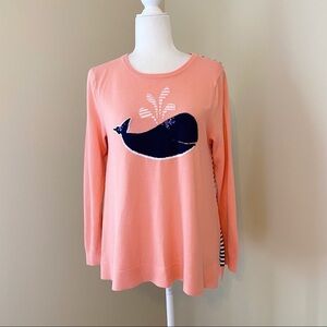 Crown and Ivy Whale Stripe Peach & Navy Sweater SP